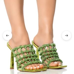 AZALEA WANG SNOWDROP EMBELLISHED KNOT WEB SANDAL IN GREEN